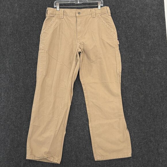 Carhartt Pants Men's 36x30 Dark Khaki Canvas Utility Dungaree Carpenter B151-DKH - Picture 1 of 11